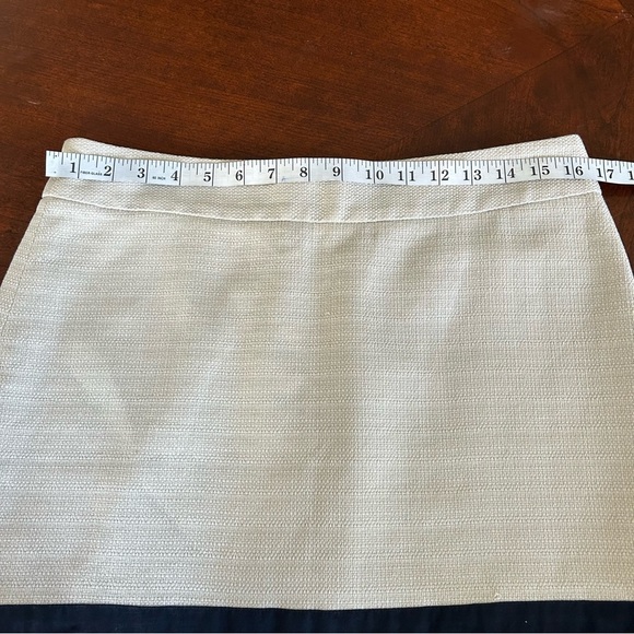 Loft | Textured Striped Beige and Navy Skirt - Picture 4 of 7